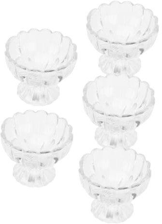 PHENOFICE 5piezas Tarrina De Helado Tazas Pequeñas De Vidrio Diseño De Fácil De Limpiar y Almacenar