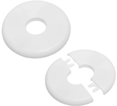 PATIKIL Rohrabdeckung Wand Split Flansch Rohrmanschette 0,93 (23,5mm), 2 Stück ABS Runde Selbstklebende Rosetten Wasserhahn Armaturen-Abdeckungen für Badezimmer Armatur Dekoration, Weiß