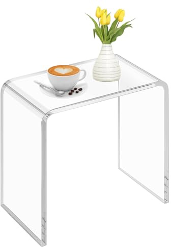 PFOIBOU Akrylsidobord nattduksbord, akryl duschpall stegpall badrumspall modern transparent 40 x 28 x 40 cm, lämplig för dusch, vardagsrum, sovrum, arbetsrum