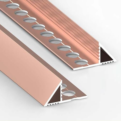 Raouoae Kantenschutz Aluminiumlegierung Fliesenschiene Lang 125CM*2 Stück Dicke: 8 Mm/10 Mm/12,5 Mm Fliesenabschlussleisten Winkelprofil Zum Kantenschutz(Rose gold,12.5mm)