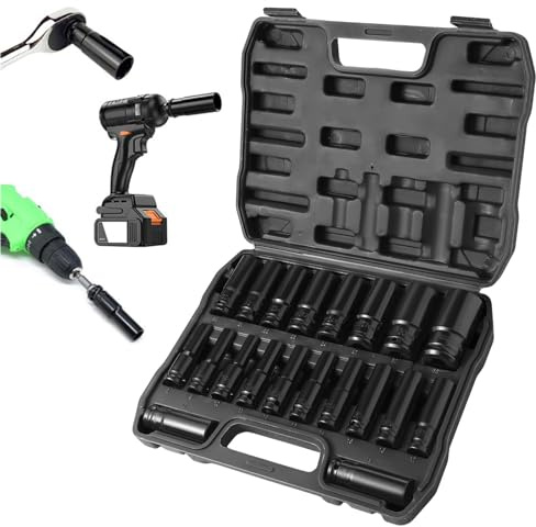 Sleeleece 20 tlg Schlagschrauber Nüsse Set 1/2 Zoll 8-32mm, CR-V Sechskant Kraft Nuss Für pneumatische Schlagschrauber, elektrische Schlagschrauber