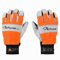 SAFEYEAR Gants de tronçonneuse, taille M, cuir de vachette blanc et PVC renforcé, absorption des chocs EVA, orange fluorescent réfléchissant, main gauche sûre pour tronçonneuse, fermeture Velcro