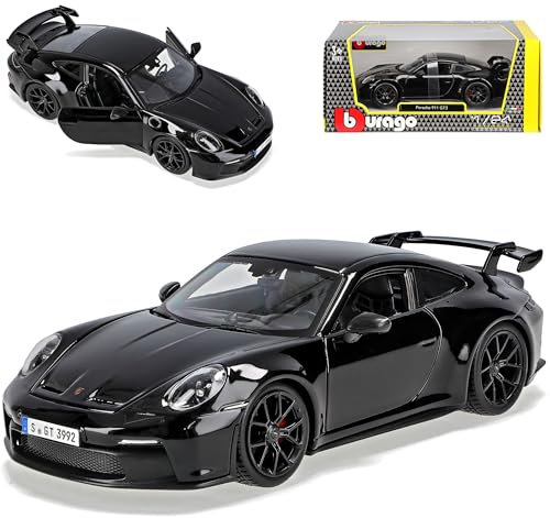alles-meine.de GmbH Porsche 911 992 GT3 Coupe Schwarz Neue Generation Ab 2019 1/24 Burago Modell Auto mit individiuellem Wunschkennzeichen