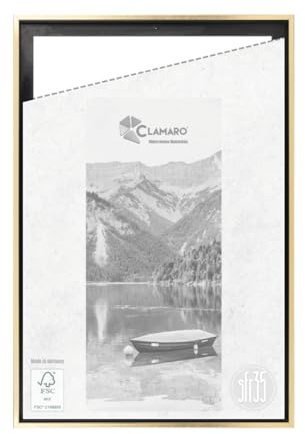 CLAMARO 'SFR35' Shadow Joint Frame for 38 x 98 cm Stretcher Frame Black Gold MDF Wood Picture Frame for Stretcher Frame Canvas Includes Hanger and Mounting Material