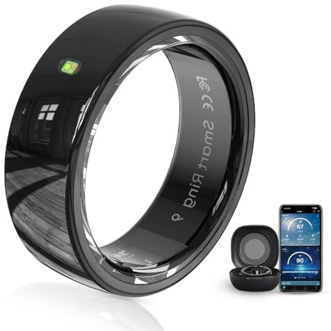 Ceramic Touch Smart Ring for Men Women - Fitness Tracker with Heart Rate, Blood Oxygen, Pedometer，5ATM Waterproof, Remote Music&Photography Control, No Subscription Fee for IOS and Android