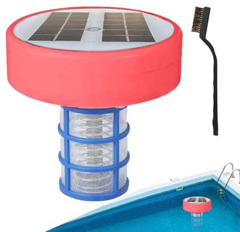 Limpiador solar de piscinas de iones de cobre - Purificador de agua flotante con luces LED multicolor, de ionización ecológico | Eliminador automático de algas para piscinas, spas y sistemas