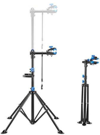 VEVOR Pied d'atelier vélo, hauteur réglable de 835-1440 mm, support de réparation de vélo robuste, charge 29,9 kg, stand de bicyclettes avec plateau à outils magnétique, pour VTT et vélos de route