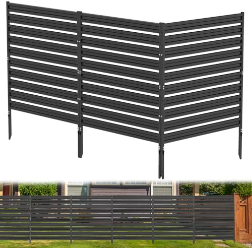 42 H x 38 W (3 Panels) Air Conditioner Fence, Metal Privacy Fence Panels for Outside, AC Unit Fencing, Trash Can Fencing, Pool Equipment Enclosure, Outdoor Privacy Wall for Outside, Patio, Black