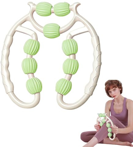 Massageroller Beine 9Räder - Lipödem Massagegerät mit Edelstahllaufrädern für Lymphdrainage, Anti-Cellulite an Beinen/Arme, Federkern-Stahlachse, Cellulite Massagegerät-D