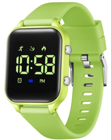 caprock Led Digital Pedometer Watch for Kids,50 ATM Waterproof Digital Kids Watch with Distance Calculation/Vibration Dual Alarm Clock/Stopwatch