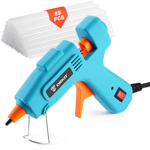 DEKOPRO Pistolet à Colle Chaude: 50W Mini Pistolet a Colle Chaude Compact Turquoise avec 85 Barres de Colle, Pistolet à Colle Électrique pour DIY, Arts, Bricolage, Bureau, École, Réparations Maison
