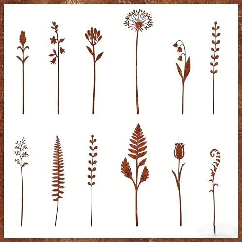 Could Spark 12 Pcs Metal Flowers for Outside and Plants, Metal Fern Leaf Garden Stakes Decorative for Flower Arrangement Potted Plants Outdoor Lawn Yard Walkway