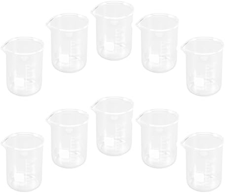 Bécher Gradué en Verre 100ml Lot de 10 Pièces pour Laboratoire | Verre Doseur, Graduation Précise et Échelle Claire, Portable, Antiadhésif