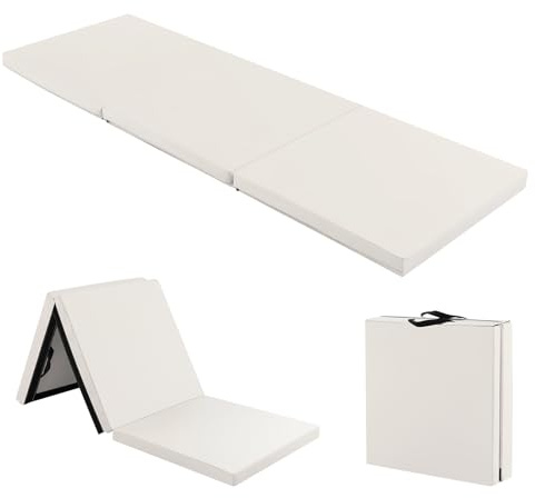 COSTWAY Tapis de Gymnastique Pliable Epais, Matelas d'Entrainement en Mousse et PU avec Poignées, pour Gymnastes Entraînements Sportifs Yoga, 180x60x5CM