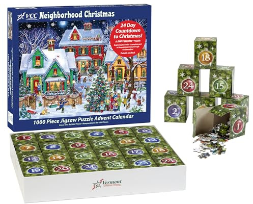 Advent Calendar Jigsaw Puzzle 1000 Piece - 'Neighborhood Christmas' Countdown Calendar - Simple Sections® Jigsaw Puzzle - 2026 Advent Calendars