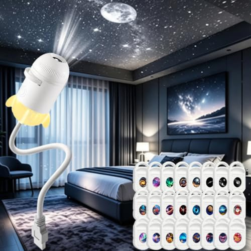 Xpwghap Proiettore Di Luce Notturna 2 In 1,proiettore Cielo Stellato Usb,galaxy Projector,2-in-1 Starry Sky Projector,Lampada A LED Orientabile A 360°, Per Decorare Il Soffitto(24pcs)