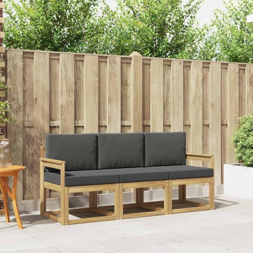 Ziaphsol Outdoor-Sofagarnitur 3-teilig aus massivem Akazienholz, wetterbeständig, modular, Sitzgruppe für Terrasse und Garten, Flexible Couchgarnitur mit Latten-Design