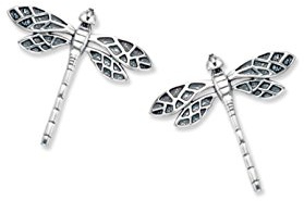Sterling Silver Dragonfly Earrings - SIZE: 12mm x 12mm. Gift Boxed Dragonfly stud earrings. 5054