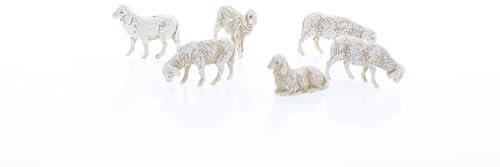 Moranduzzo 6 Pecore Assortite, Altezza Media 1,4 cm – Adatte a Presepe da 3,5 cm Scala 1:50 – MICRO 3,5 – Statuine Indistruttibili Rifinite a Mano, Scultore M. Landi, Made in Italy