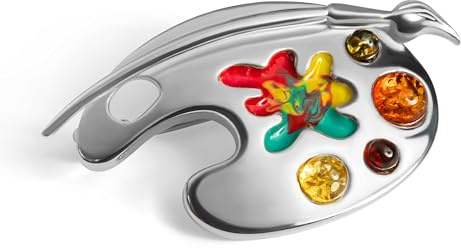 Brosche Baltischer Bernstein und Silber