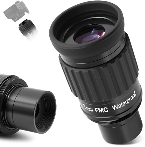 Astromania Telescope Eyepiece, 1.25 Inch Ultra Wide Angle Eyepiece for Planetary and Deep Space, 82 Degree 7mm UWA Eyepiece Waterproof & Fogproof Telescope Accessories for Astronomical Observation