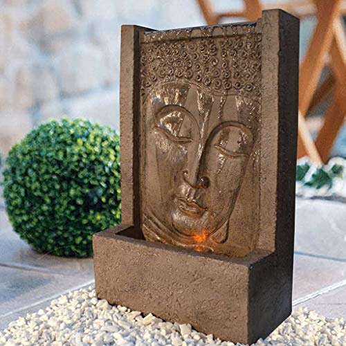 Heissner Garten/Terrassen Brunnen Polystone Buddha, Braun