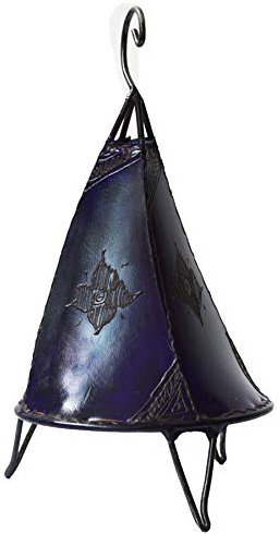 Simandra Lampada in Pelle Orientale Henna Tavolo Lampada Luce Modello Henna Tissir Orient Lilla