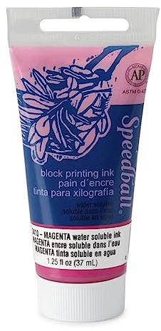 Speedball 37ml 1.25oz Water-Soluble Block Ink Magenta, For Block Printing, Lino Printing, Screen Printing, For Artists Kit