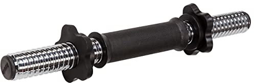 ScSPORTS® Kurzhantelstange - 35/42/48cm, 1er/2er, 30mm, Ergonomisch, Gerändelt, Chrom/Scwarz, Sternverschluss/Federverschluss/Schnellverschluss, Silber (1, 35,5 cm + Schwarz Sternverschluss)