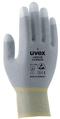 uvex 6055606 Nylon Knitted Hs, Unipur Carbon Assembly Gloves, Grey, 6