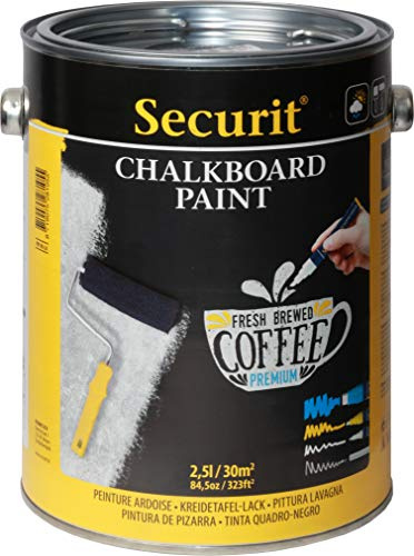 SECURIT - Kreidetafelfarbe 2,5 Liter - Acryl - Schwarz | Wasserfest - Ungiftig - Deckt bis zu 30 m²