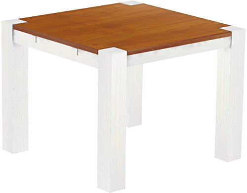 Esstisch Rio Kanto 100x100 cm Kirschbaum Weiss Pinie Massivholz Größe und Farbe wählbar Esszimmertisch Küchentisch Holztisch Echtholz vorgerichtet für Ansteckplatten Tisch ausziehbar Brasilmöbel