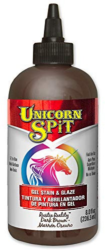 Unicorn SPiT Gel Stain and Glaze, Dark Brown Rustic Reality Water Based Paint for Woodworking, DIY Projects, Furniture Crafts, Multi-Surface Art Finish, 236ml