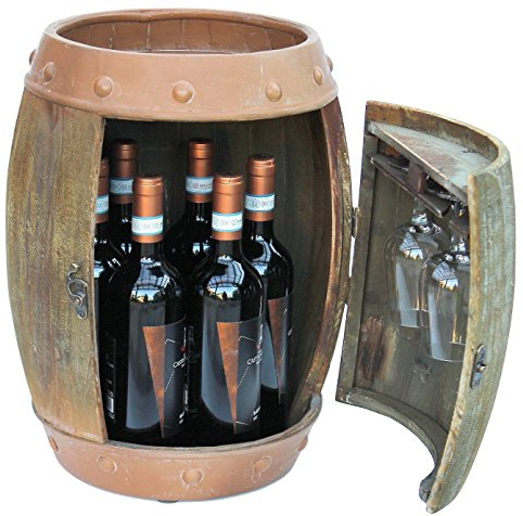 DanDiBo Weinregal Holz Weinfass Braun 44 cm 91361 Bar Flaschenregal Flaschenständer Klein Fass Holzfass