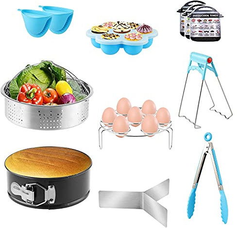 Instant pot accessori, Cestelli per cottura a vapore, Accessori per pentole a pressione da 9 pezzi, accessori compatibili con pentola istantanea, con vaporiere, teglia per uova, ecc