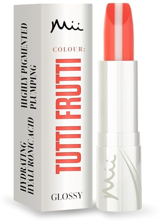 Mii Cosmetics HydraBoost Lip Lover Lipstick, Long Lasting, Packed with Hyaluronic Acid, High Impact Colour, Glossy Luminous Finish, Moisturising Lipstick for Healthy & Plump Lips, Tutti Frutti