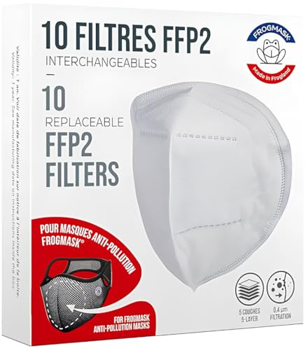 FROGMASK - Masque de protection - anti-pollution vélo, anti-pollen, anti-poussière - Réutilisable - lavable - un Filtre FFP2 Inclus – Fabriqué en France - Livraison gratuite