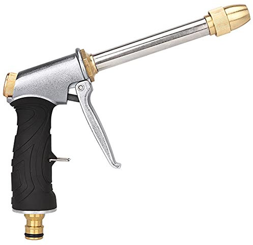 Pistola de Riego, Pistola para Manguera, Pistola de Agua para jardín, Riego Pistola de Manguera, para Jardín, Riego de Césped, Lavado de Autos, Lavado de Mascotas (Plateado)