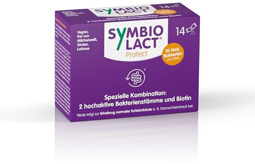SymbioLact protect - für Darm und Darmschleimhaut* - Nahrungsergänzungsmittel mit Milchsäurebakterien und Biotin - 10 Mrd. Bakterien pro Portion - 14 Sticks