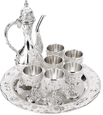 Set di Tazze da Caffè Vintage Turche Set da Portata D'acqua con Vassoio da Portata, Arredamento Turco Islamico, Set di Tazze da Caffè, Vassoio da Tè Teiera Tazze da Tè Decorazioni per la Casa Regali