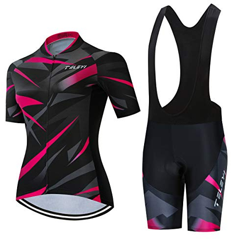 Hotlion Ensemble de Maillot de Cyclisme pour Femme avec Bretelles, Pantalon d'Été pour Vélo de Course.., M
