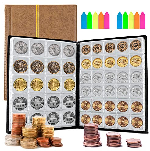Homgaty 250 Poches Classeur Pieces de Monnaie, Album Pieces de Monnaie collection, Collection Pièces de Monnaie,Album Numismatique Collection Piece,D'Argent Penny Pocket pour collectionneurs