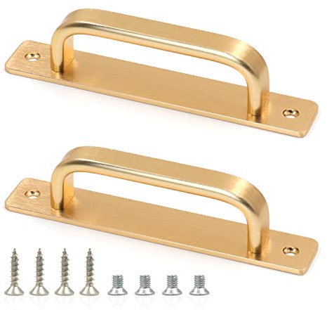 Yitexin Lot de 2 poignées de porte en métal massif doré avec plaques et vis, 147 mm, en alliage d'aluminium sans perforation, pour armoire, placard, tiroir