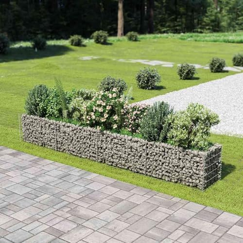 Tidyard Gabion planterare, gabion korg upphöjd säng, galvaniserad stål korgburar nättråd stenbur för uteplats trädgård gräsmatta terrass bakgård 360 x 50 x 50 cm 705