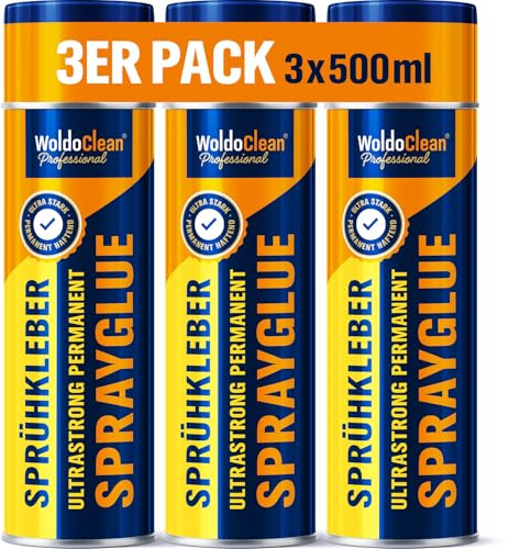 WoldoClean Sprühkleber Schaumstoffkleber Leder Filz 3 x 500ml transparent