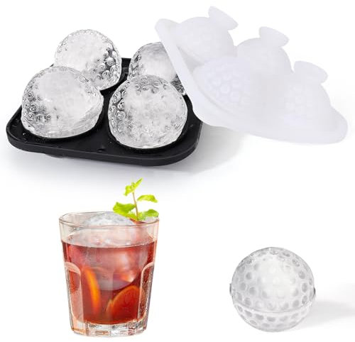 XANGNIER Golf Ball Ice Cube Maker Molds,Funny Golf Gifts for Men Lovers,2.5 Large Sphere Round Ice Cube Mold for Whiskey,Cocktail,Bourbon Chilling,Golf Drinking Accessories Decor Christmas Gifts