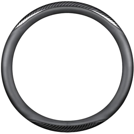 HNZZT Auto Lenkradbezug für BMW Serie 5 Series 5er Sedan F10 E60 E39 E34 / F07 Gran Turismo GT Sedan, Bequem Atmungsaktiv Ausgewähltes Leder Lenkradhüllen,O-Black-Black Carbon Fiber