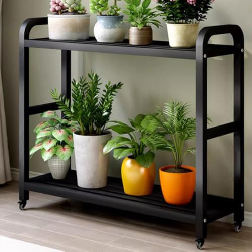 KADEUX Metall Plant Stand Blumentopf-Ständer Schwarz Blumenständer Ablageregal, Modern Blumenbank Für Pflanzen, Innen Außen Pflanzenständer(100cm)