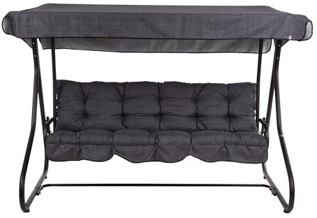 PATIO Hollywoodschaukel 3 Sitzer mit Liegefunktion Milano bis 300kg Hollywoodschaukel Auflagen Sonnendach anthrazit