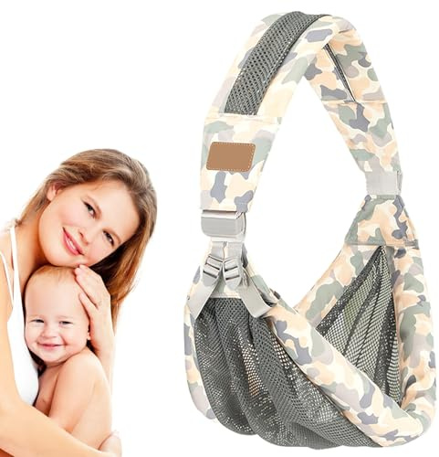 Trage Kleinkind, Tragehilfe für Babys, Gepolsterter Schultergurt für Kleinkinder, Ergonomische Baby-Hüftsitztrage, mit verstellbarem gemustertem Gurt für Von 3 Bis 36 Monaten Baby (Camouflage)